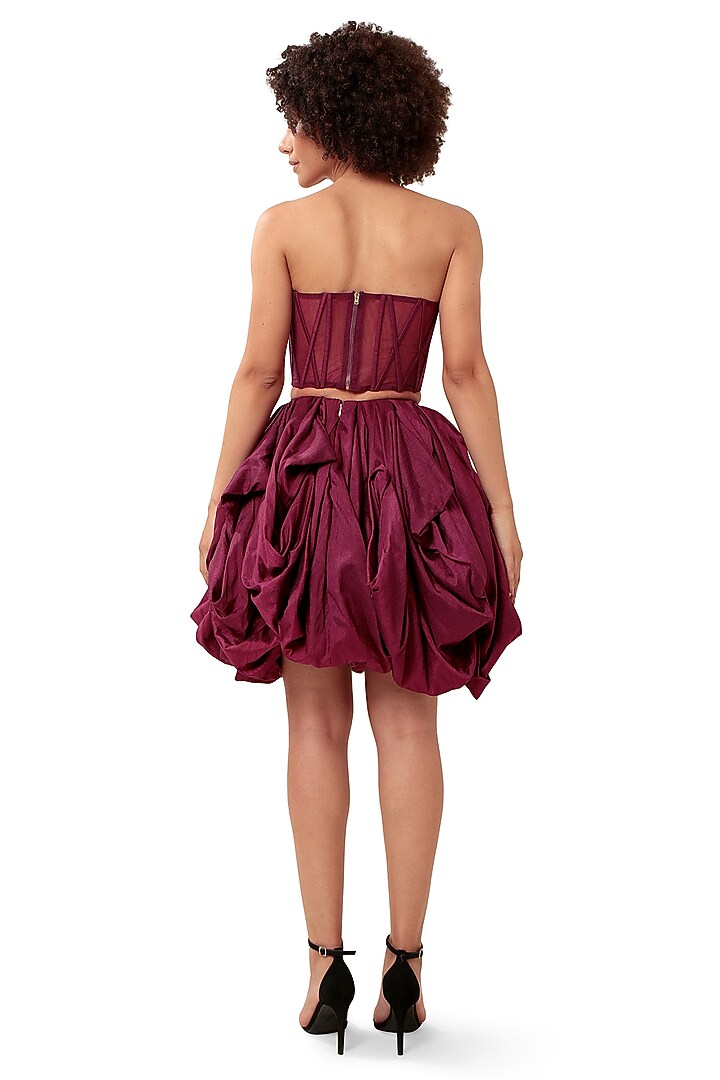 Purple Silk & Tulle Bubble Skirt Set by Bharat Adiani at Pernia's Pop Up Shop