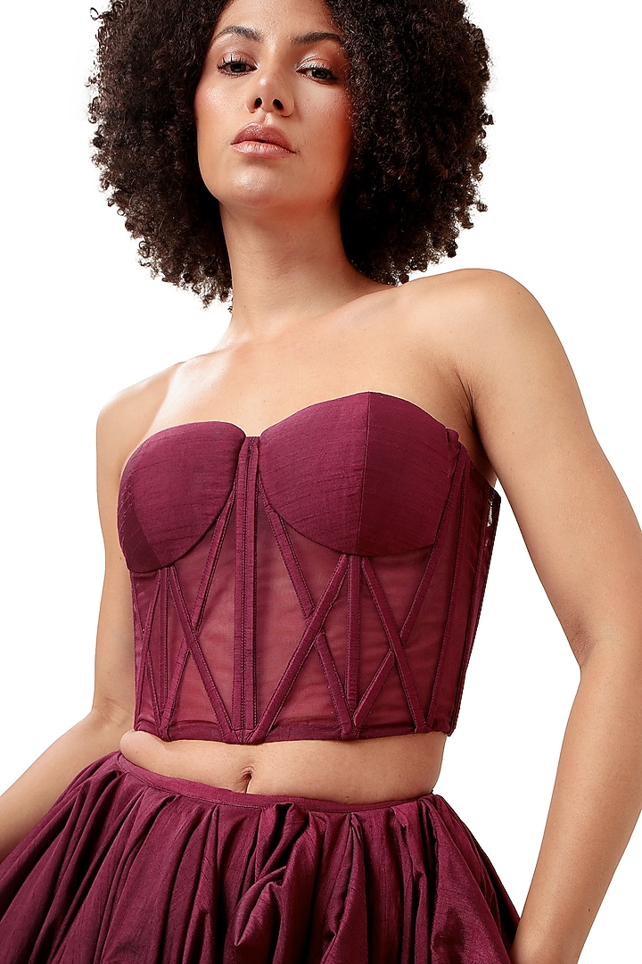 Purple Silk & Tulle Bubble Skirt Set by Bharat Adiani at Pernia's Pop Up Shop