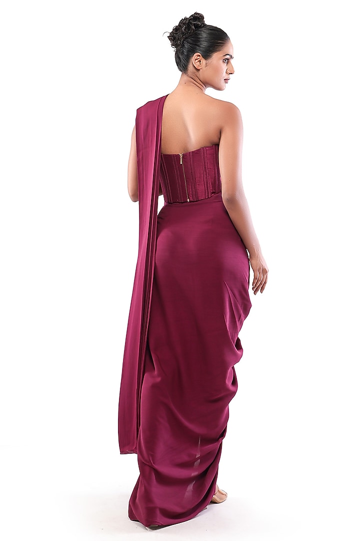Purple Silk Off-Shoulder Corset Top by Bharat Adiani at Pernia's Pop Up Shop