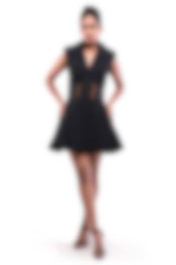 Black Moss Crepe Hand Embroidered Blazer Party Wear Dress by Bharat Adiani at Pernia's Pop Up Shop
