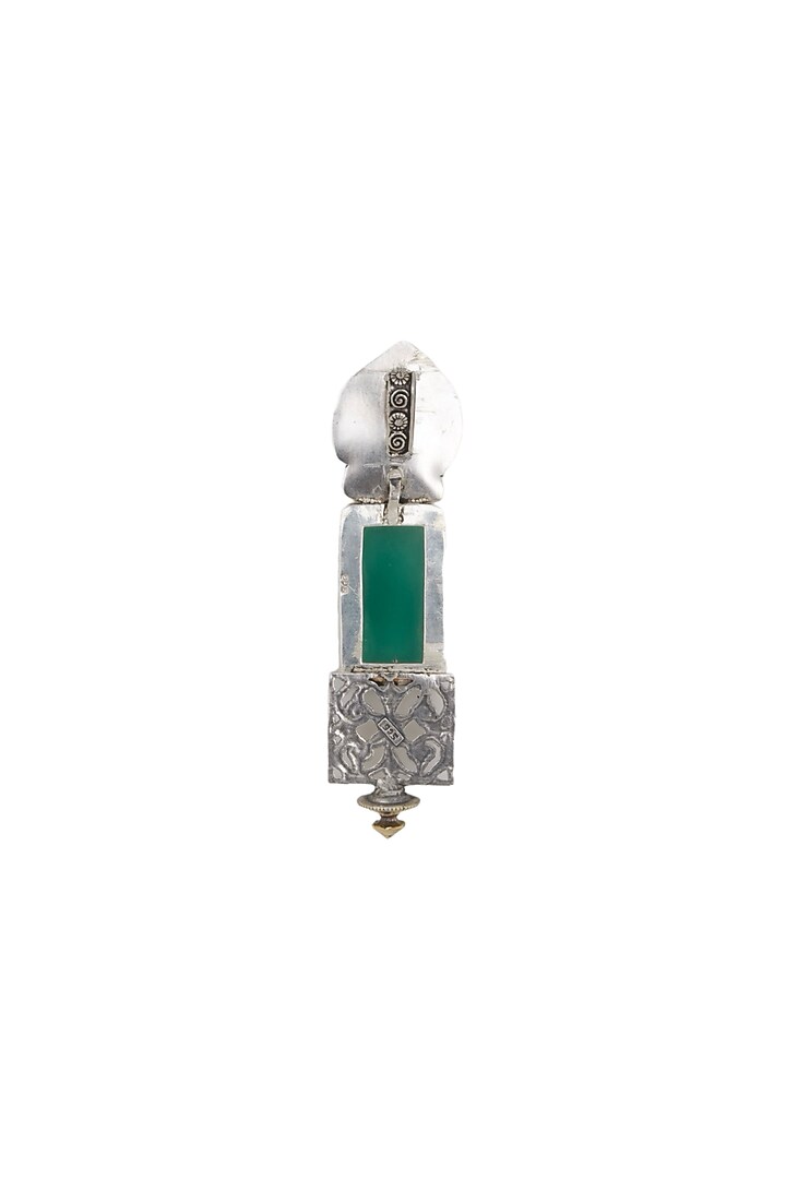 Two Tone Finish Green Onyx Stone & Lord Buddha Motif Choker Necklace In Sterling Silver by Bhatter's at Pernia's Pop Up Shop