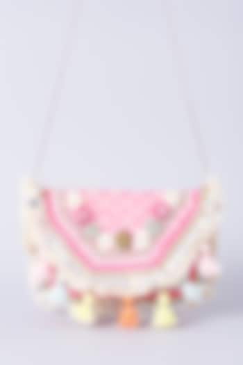 Neon Pink Embroidered Boho Clutch by BHAVNA KUMAR at Pernia's Pop Up Shop