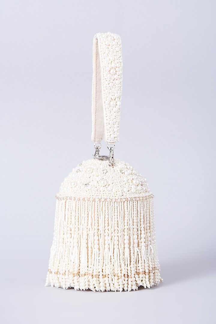 Ivory Hand Embroidered Potli by BHAVNA KUMAR at Pernia's Pop Up Shop