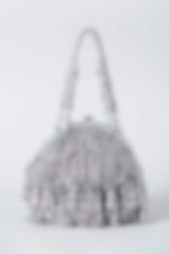 Grey Hand Embroidered Frame Bag by BHAVNA KUMAR