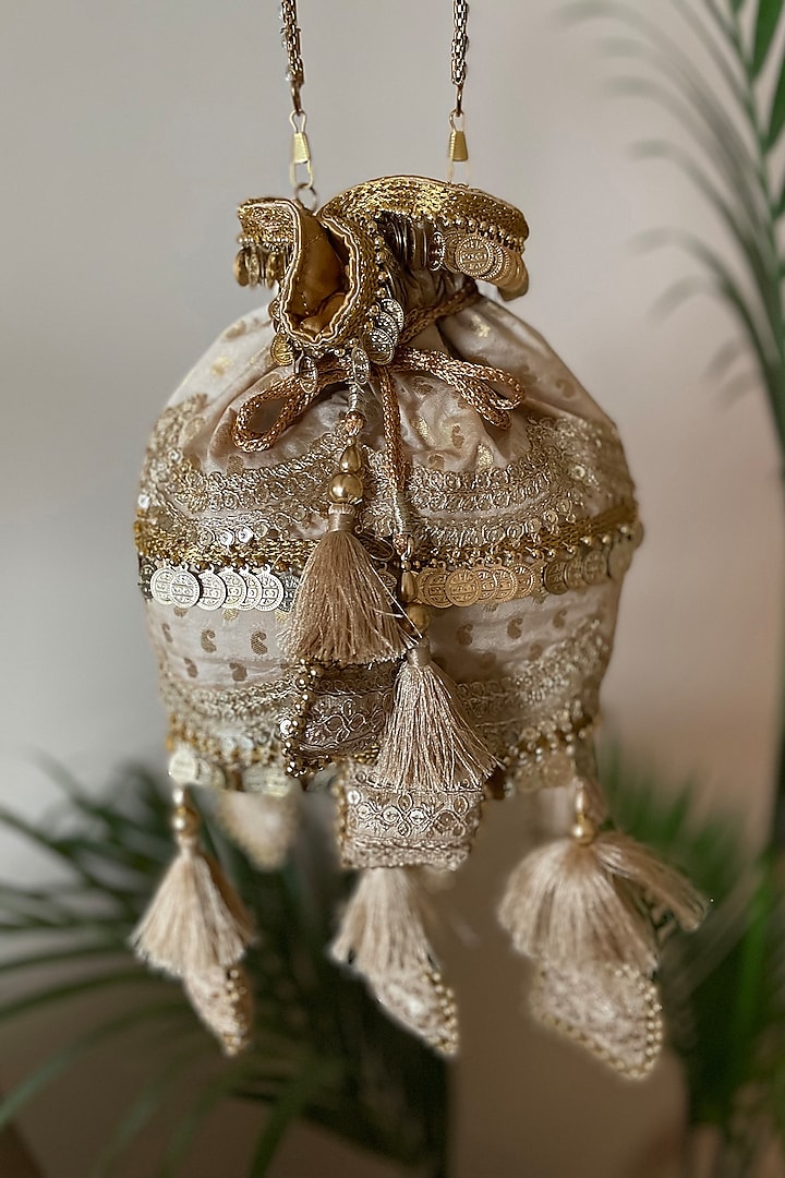 Gold Silk Potli by BHAVNA KUMAR