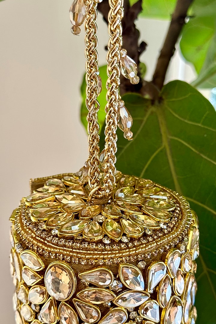 Gold Silk Clutch by BHAVNA KUMAR at Pernia's Pop Up Shop