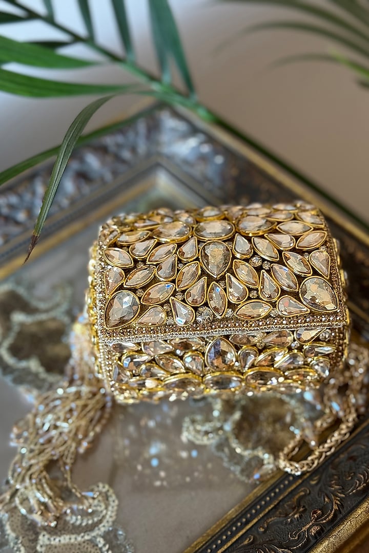 Gold Silk Clutch by BHAVNA KUMAR at Pernia's Pop Up Shop