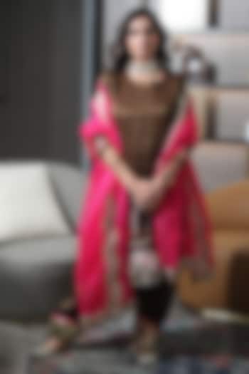 Rose Gold Sequinned Net Embroidered Potli by BHAVNA KUMAR at Pernia's Pop Up Shop