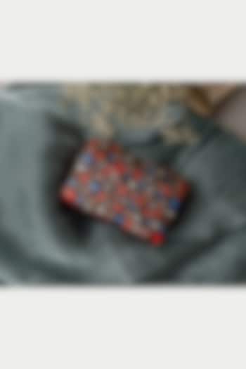 Multi-Colored Suedette Stone Embroidered Clutch by BHAVNA KUMAR at Pernia's Pop Up Shop