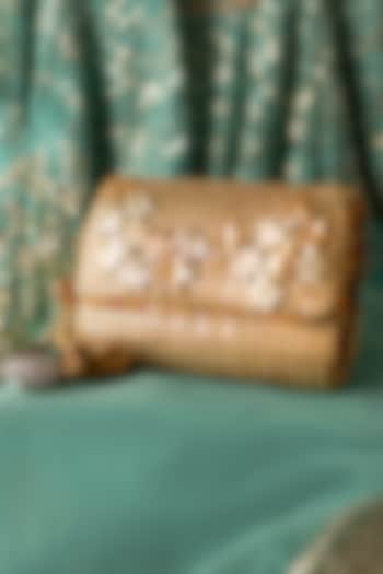 Gold & Silver Fabric Mirror Work Clutch by BHAVNA KUMAR at Pernia's Pop Up Shop