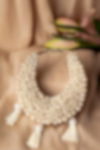 Cream Fabric Bead Embellished Mini Bag by BHAVNA KUMAR at Pernia's Pop Up Shop
