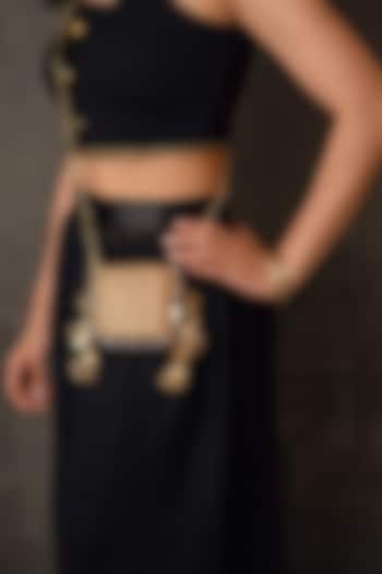 Gold Fabric Embroidered Mini Clutch by BHAVNA KUMAR at Pernia's Pop Up Shop