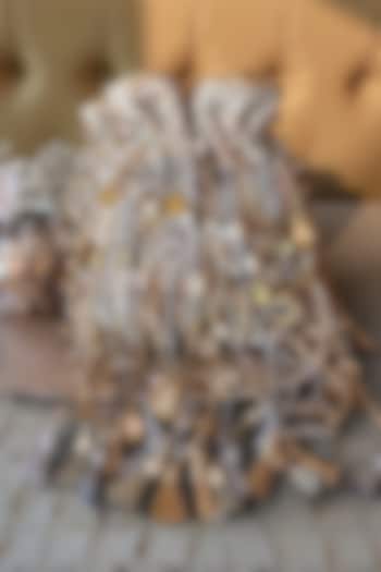 Gold & Silver Fabric Glass Bead Work Potli by BHAVNA KUMAR at Pernia's Pop Up Shop