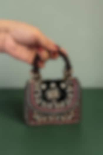 Green Velvet Hand Embroidered Mini Bag by BHAVNA KUMAR at Pernia's Pop Up Shop