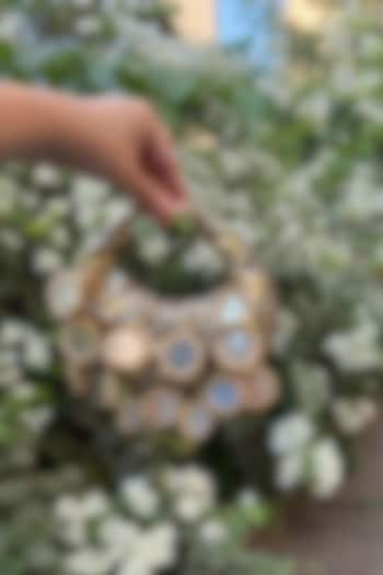 Gold Sequins Mirror Embellished Crescent Mini Bag by BHAVNA KUMAR at Pernia's Pop Up Shop