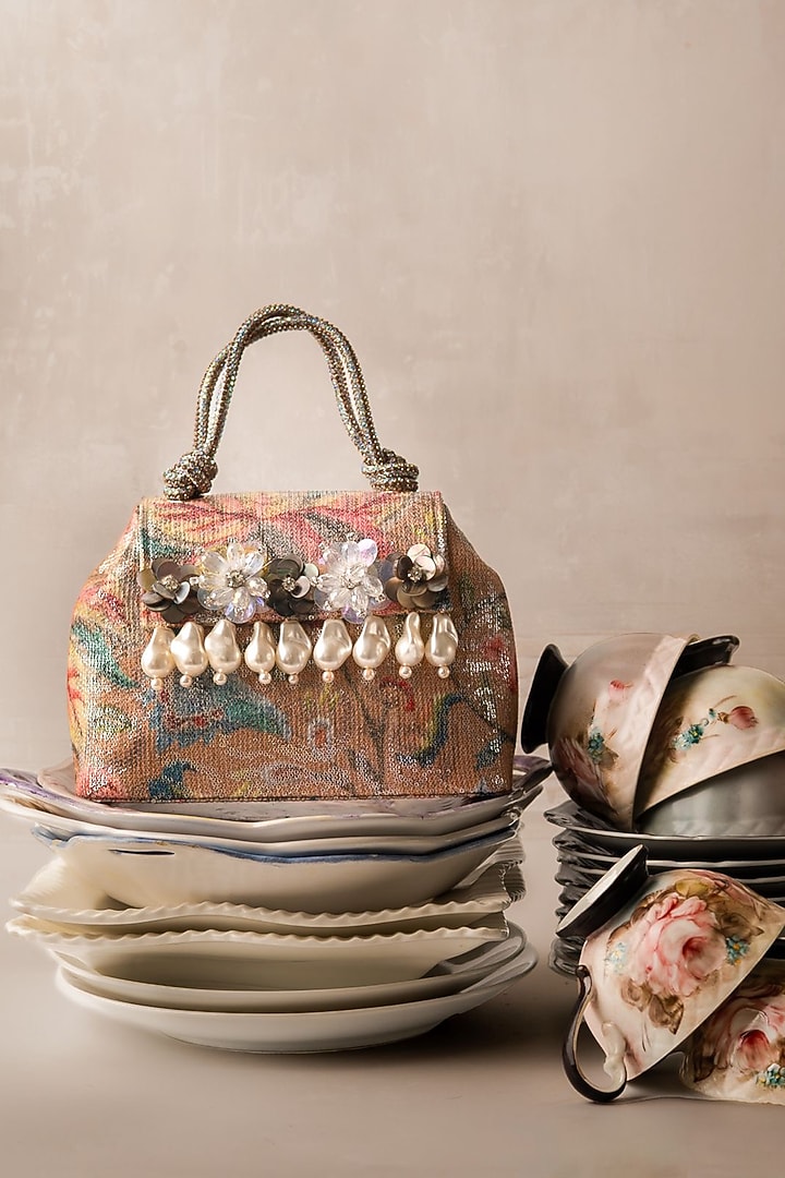 Multi-Colored Sequins Digital Printed Tote Bag by BHAVNA KUMAR at Pernia's Pop Up Shop