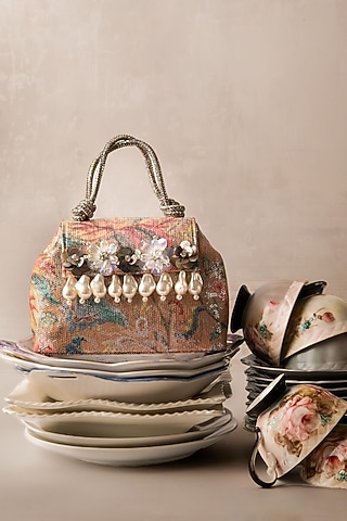 Multi-Colored Sequins Digital Printed Tote Bag by BHAVNA KUMAR