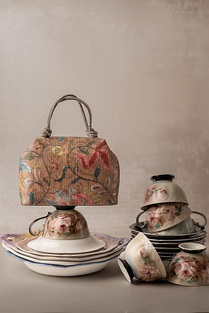 Multi-Colored Sequins Digital Printed Tote Bag by BHAVNA KUMAR at Pernia's Pop Up Shop