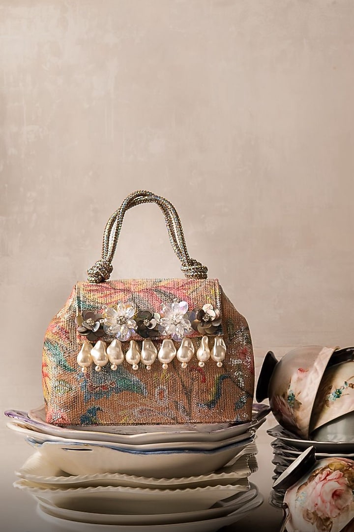Multi-Colored Sequins Digital Printed Tote Bag by BHAVNA KUMAR at Pernia's Pop Up Shop