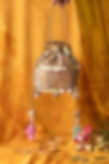 Multi-Colored Silk Beads Hangings Potli Bag by BHAVNA KUMAR at Pernia's Pop Up Shop