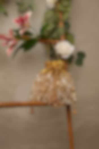 Gold Gota Fabric Mother Of Pearls Potli Bag by BHAVNA KUMAR at Pernia's Pop Up Shop