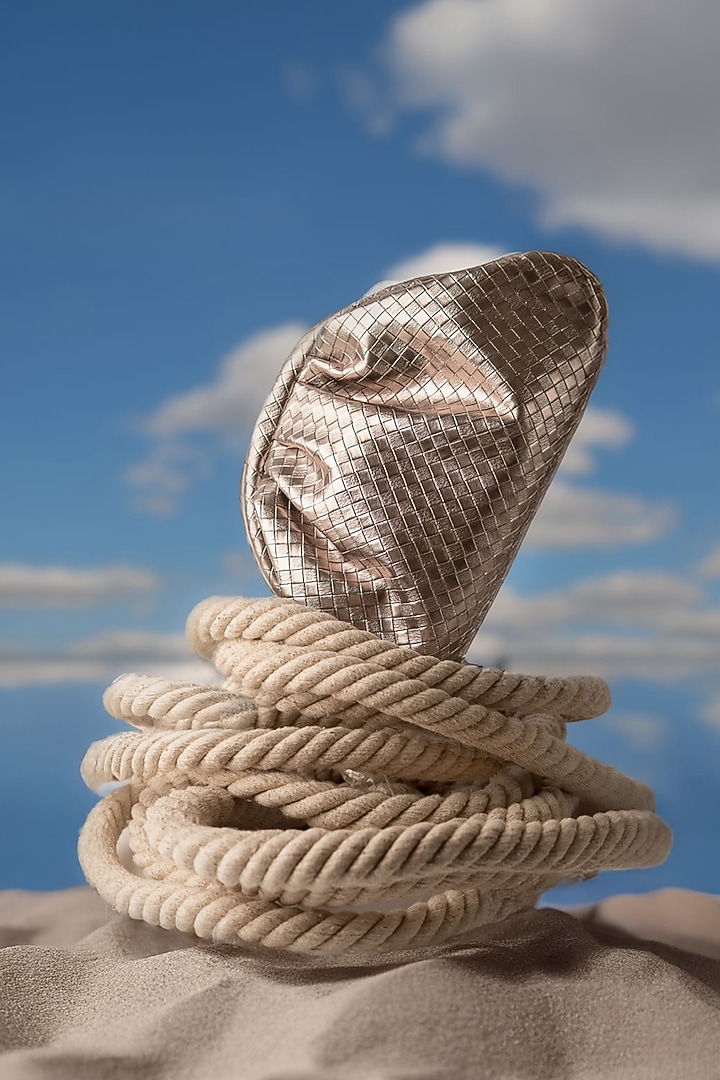 Pewter Grey Vegan Leather Puff Clutch Bag by BHAVNA KUMAR at Pernia's Pop Up Shop