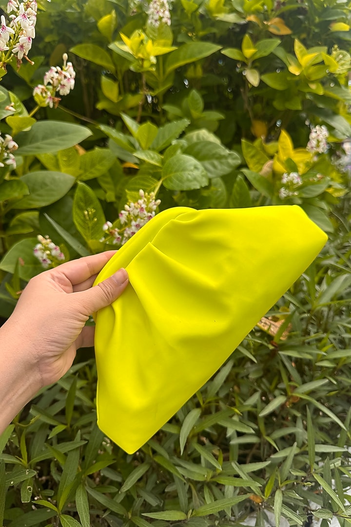 Neon Green Vegan Leather Puff Clutch Bag by BHAVNA KUMAR at Pernia's Pop Up Shop