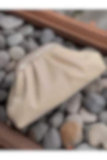 Beige Rhinestone Puff Clutch Bag by BHAVNA KUMAR at Pernia's Pop Up Shop