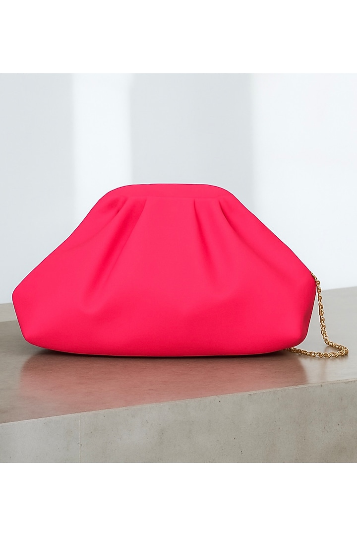 Neon Pink Vegan Leather Puff Bag by BHAVNA KUMAR at Pernia's Pop Up Shop