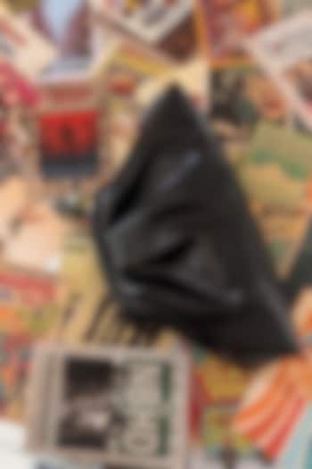 Black Vegan Leather Puff Bag by BHAVNA KUMAR at Pernia's Pop Up Shop