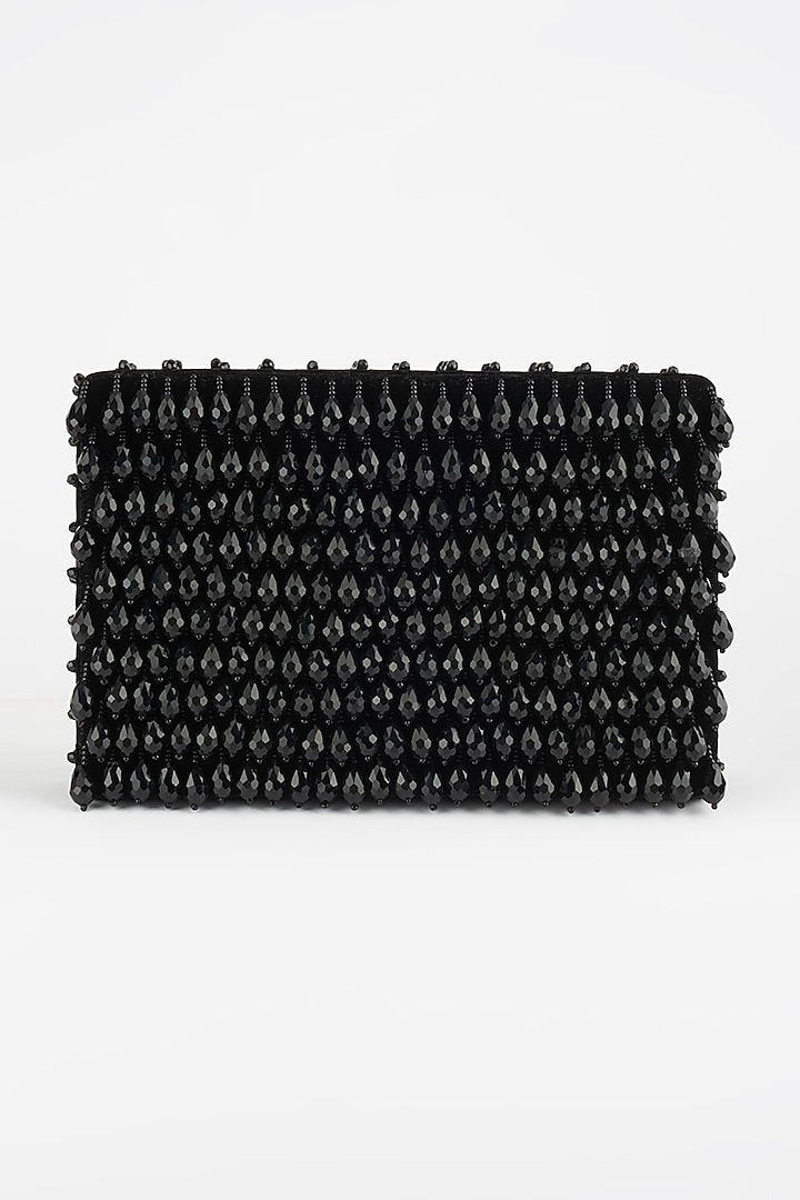Black Hand Embroidered Box Clutch by BHAVNA KUMAR at Pernia's Pop Up Shop