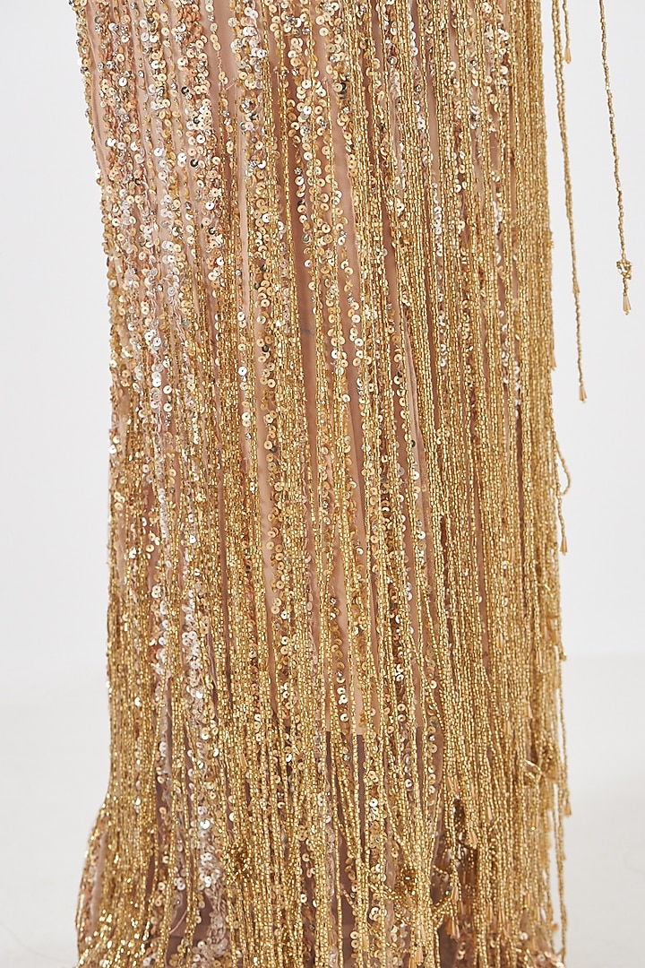 Gold Hand Embroidered Gown by Bhawna Rao at Pernia's Pop Up Shop