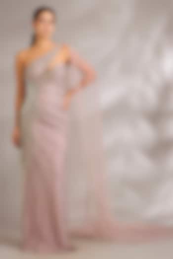 Milky Pink Italian Tulle Embellished Bridal Gown by Bhawna Rao at Pernia's Pop Up Shop