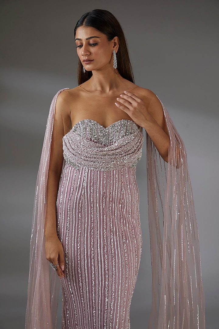 Fresh Pink Italian Tulle Hand Embellished Corset Bridal Gown by Bhawna Rao at Pernia's Pop Up Shop