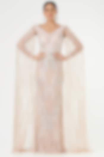 Nude Hand Embroidered Gown by Bhawna Rao at Pernia's Pop Up Shop