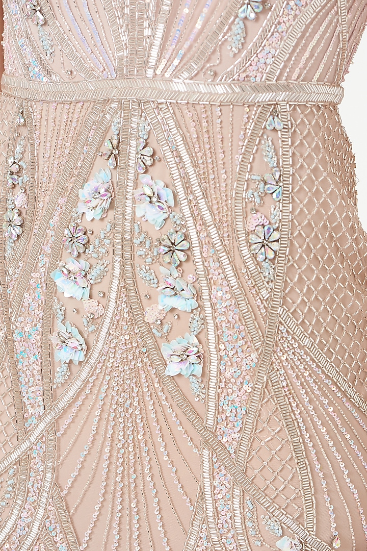 Nude Hand Embroidered Gown by Bhawna Rao at Pernia's Pop Up Shop