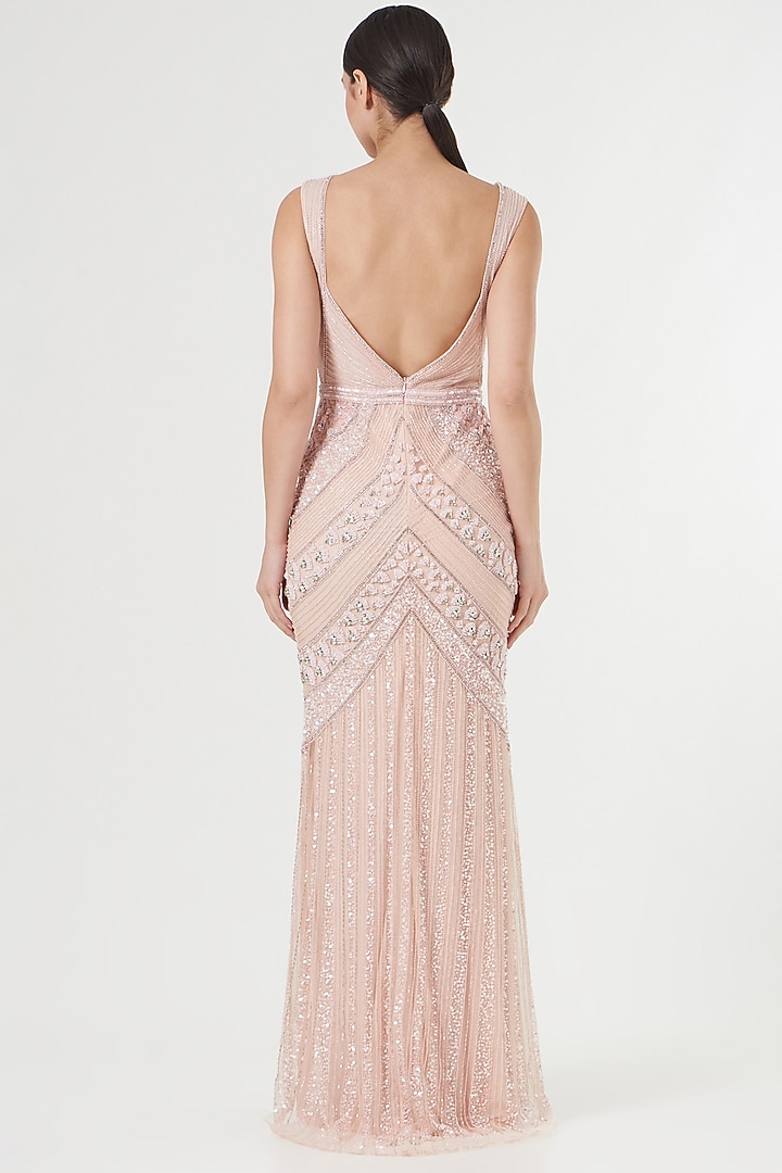 Blush Pink Hand Embroidered Wedding Gown by Bhawna Rao at Pernia's Pop Up Shop