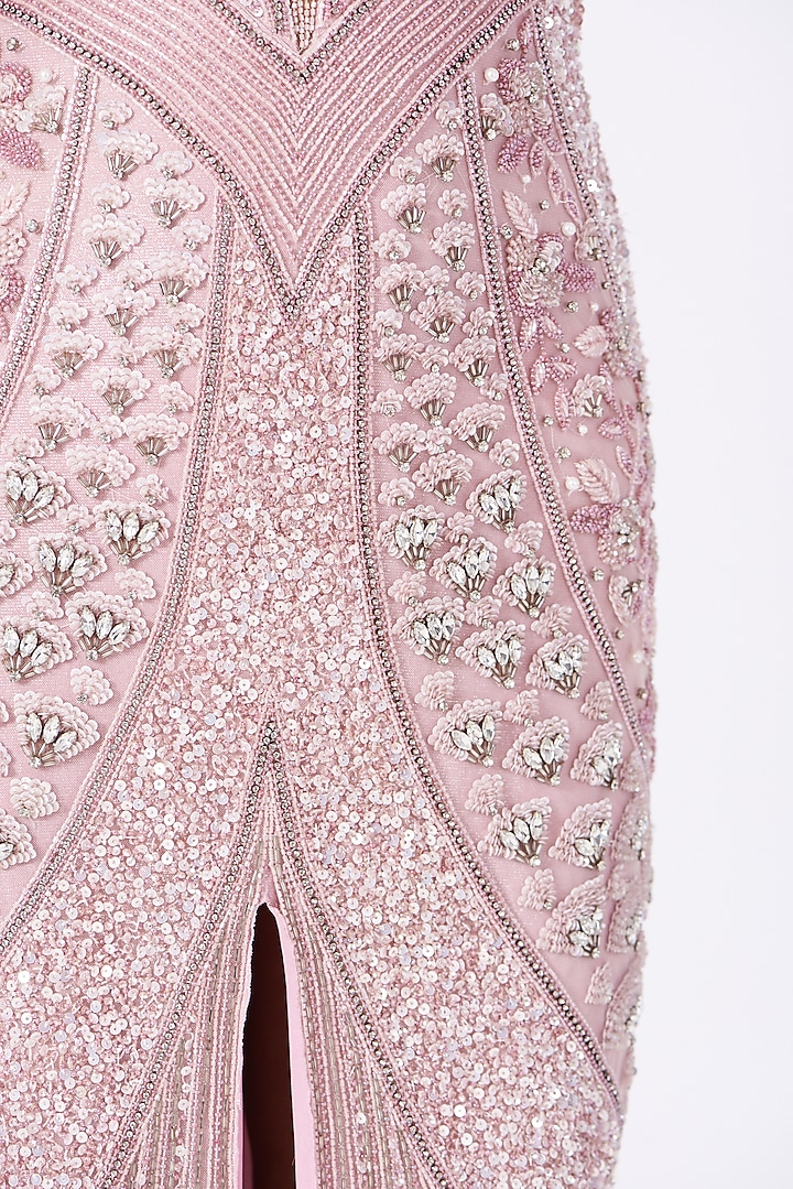 Pastel Pink Hand Embroidered Gown by Bhawna Rao at Pernia's Pop Up Shop