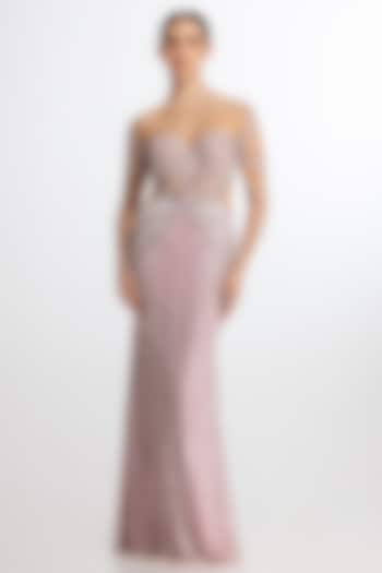 Fresh Pink Italian Tulle Hand Embroidered Wedding Gown by Bhawna Rao at Pernia's Pop Up Shop