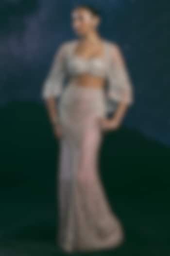 Pink Italian Tulle & Silk Lycra Hand Embroidered Bridal Gown by Bhawna Rao at Pernia's Pop Up Shop