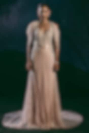 Pink Italian Tulle & Silk Lycra Embellished Bridal Gown by Bhawna Rao at Pernia's Pop Up Shop