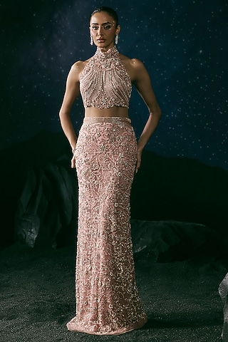 Shop Blush Pink Indo-Western Gown for Women Online from India's Luxury Designers 2026 Shop Blush Pink Indo-Western Gown for Women Online from India's Luxury Designers 2026