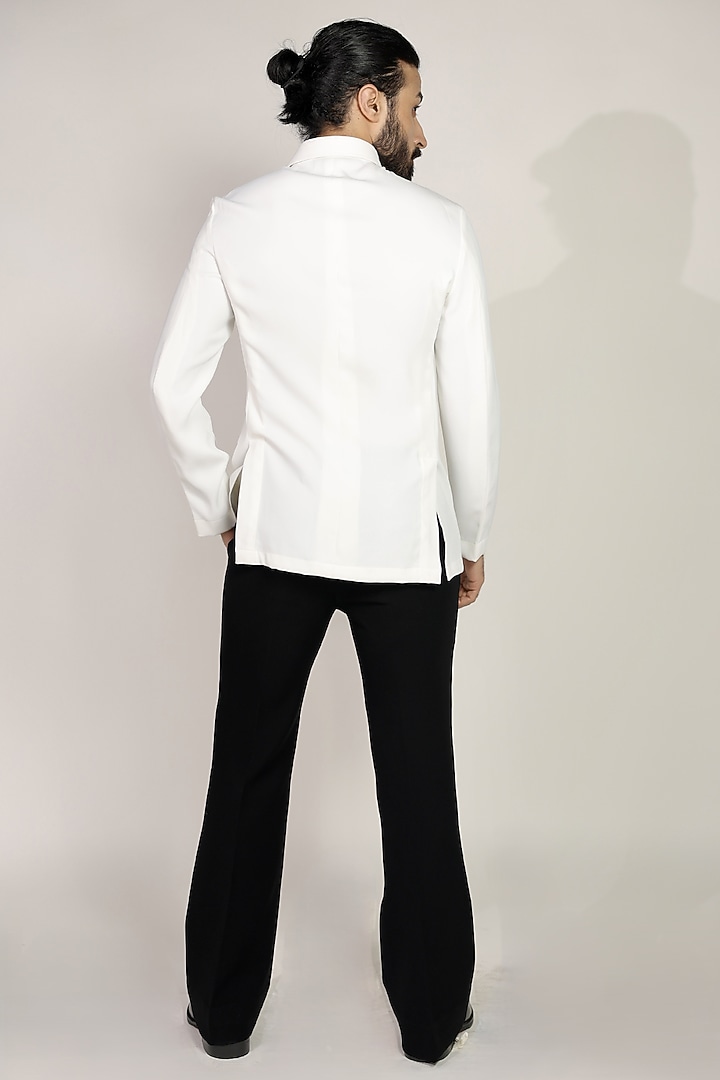 White Suiting Resham Hand Embroidered Wedding Shirt by Bharat Reshma at Pernia's Pop Up Shop