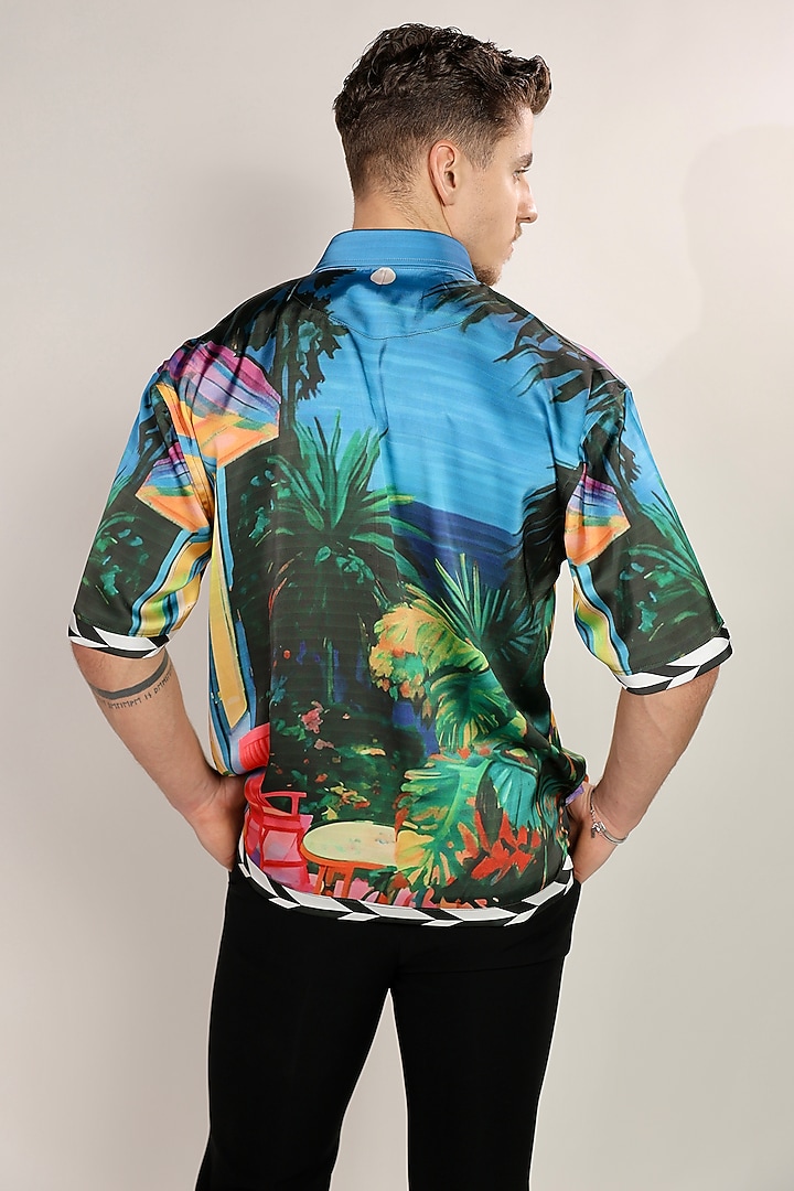 Multi-Colored Satin Digital Printed Party Wear Shirt by Bharat Reshma at Pernia's Pop Up Shop