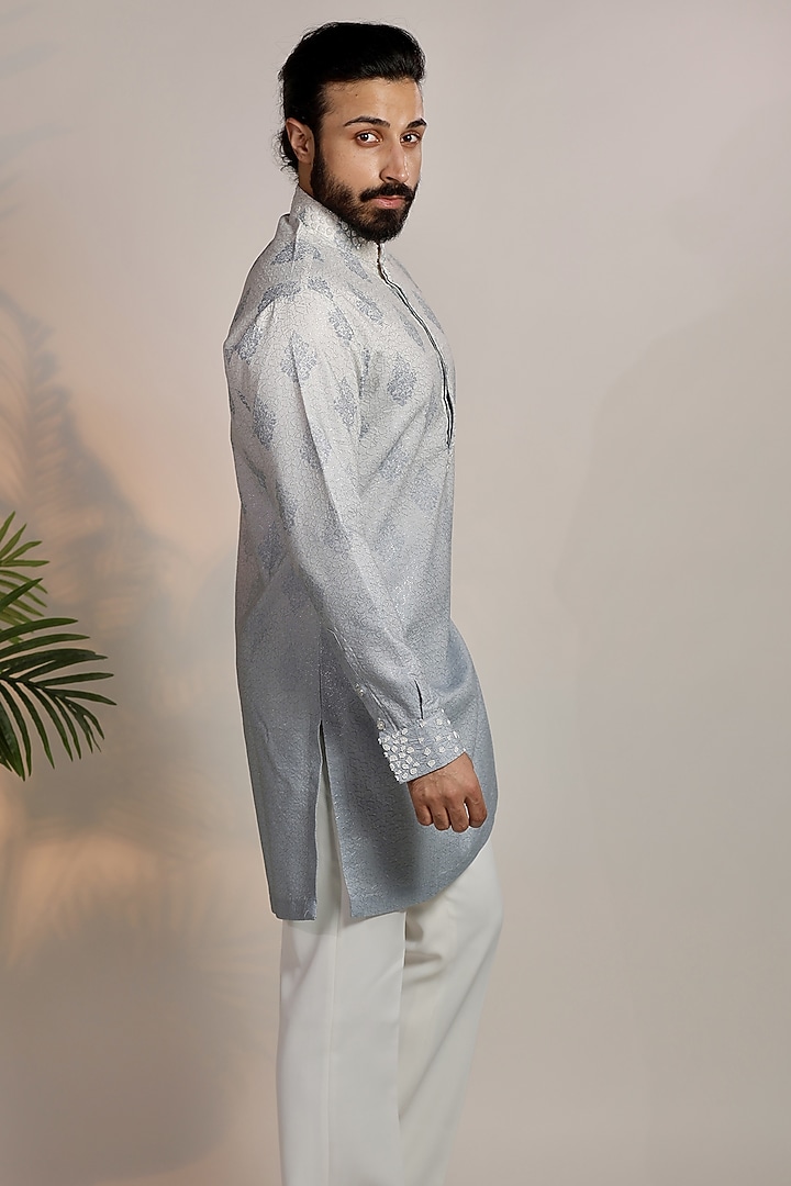 Blue Ombre Cotton Thread Embroidered Kurta Set by Bharat Reshma at Pernia's Pop Up Shop