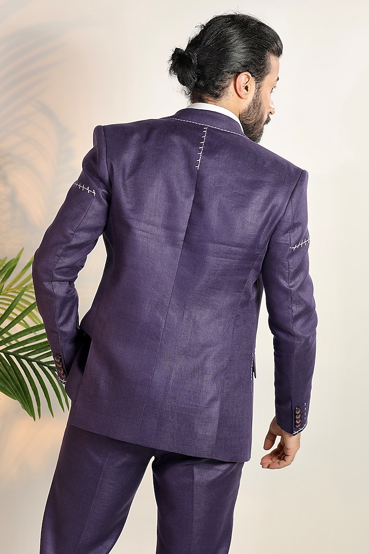Purple Linen Tuxedo Set by Bharat Reshma at Pernia's Pop Up Shop