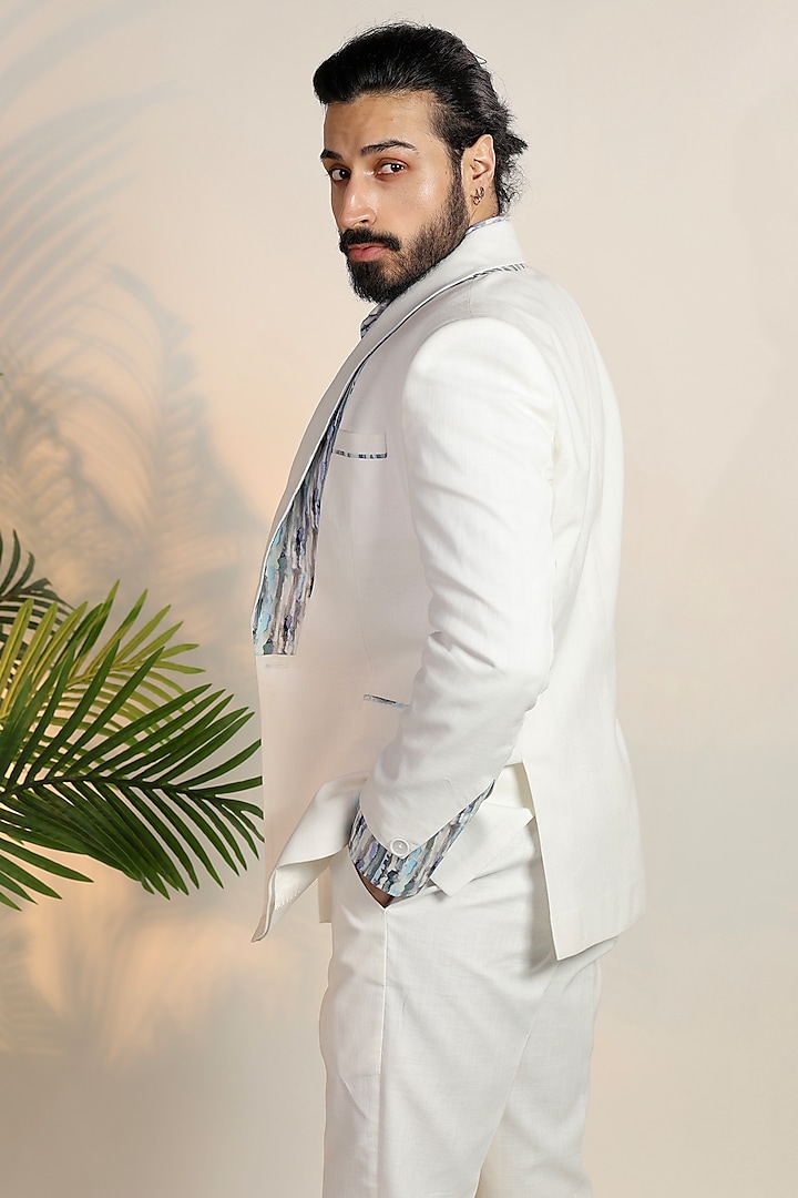 White Linen Blazer Set by Bharat Reshma at Pernia's Pop Up Shop