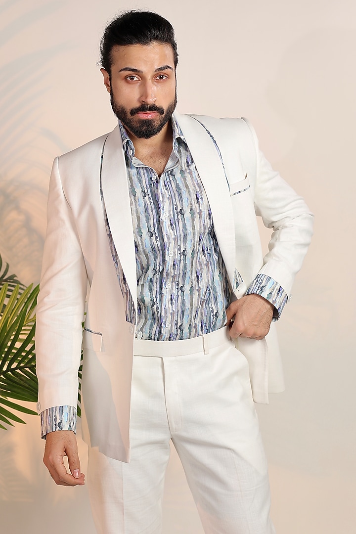 White Linen Blazer Set by Bharat Reshma at Pernia's Pop Up Shop
