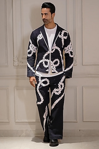 Blue Denim Rope Printed Co-Ord Set by Bharat Reshma