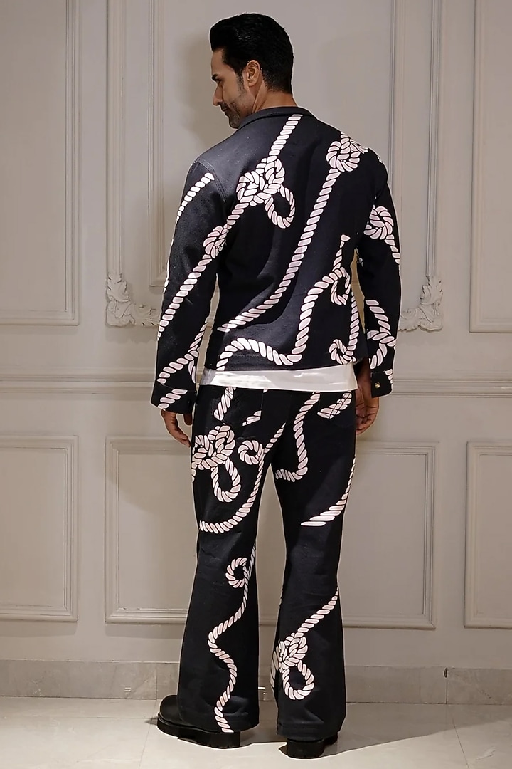Blue Denim Rope Printed Co-Ord Set by Bharat Reshma at Pernia's Pop Up Shop